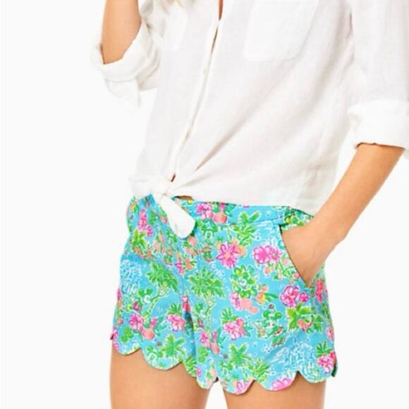 Lilly Pulitzer Disney/Lilly Loves Disney Buttercup Shorts Blue - Size 0 - Picture 1 of 6